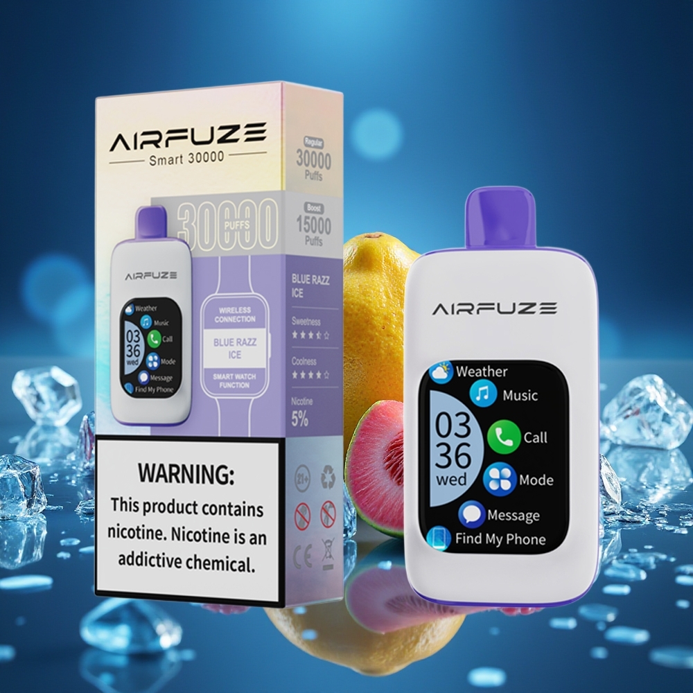 AirFuze Smart 30000 Puffs Azul Frambuesa Hielo con Pantalla TFT y Tipo-C