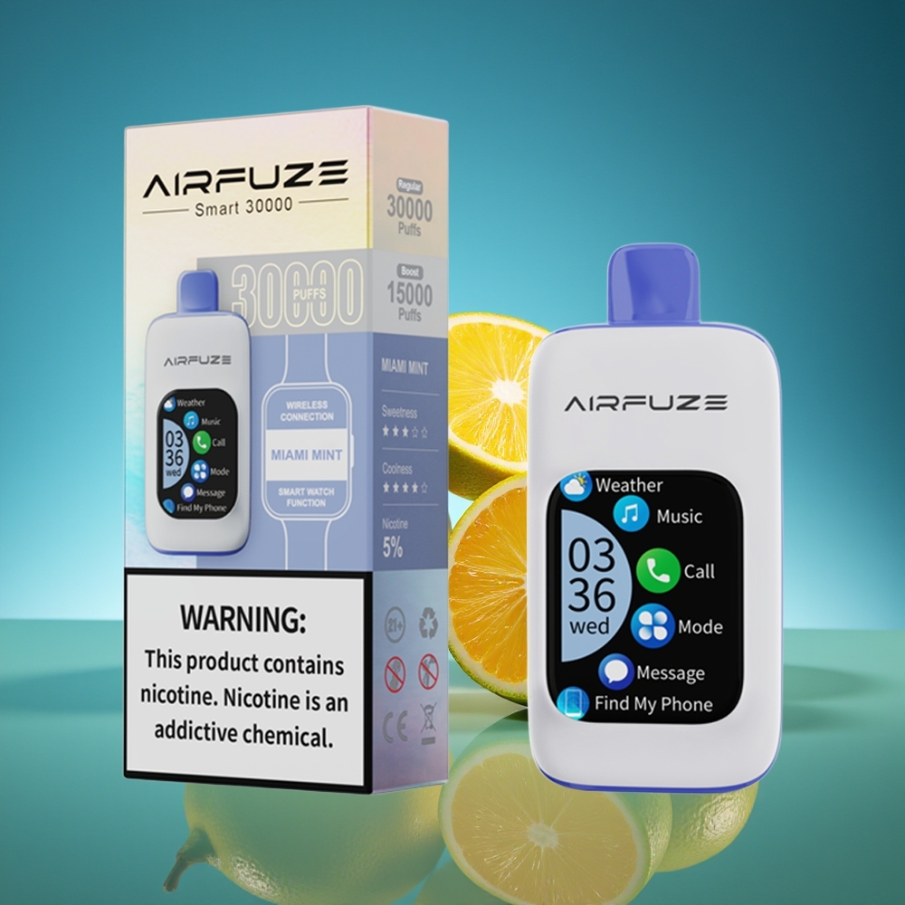 AirFuze Smart 30000 Puffs Menta de Miami Pantalla Táctil Tipo-C
