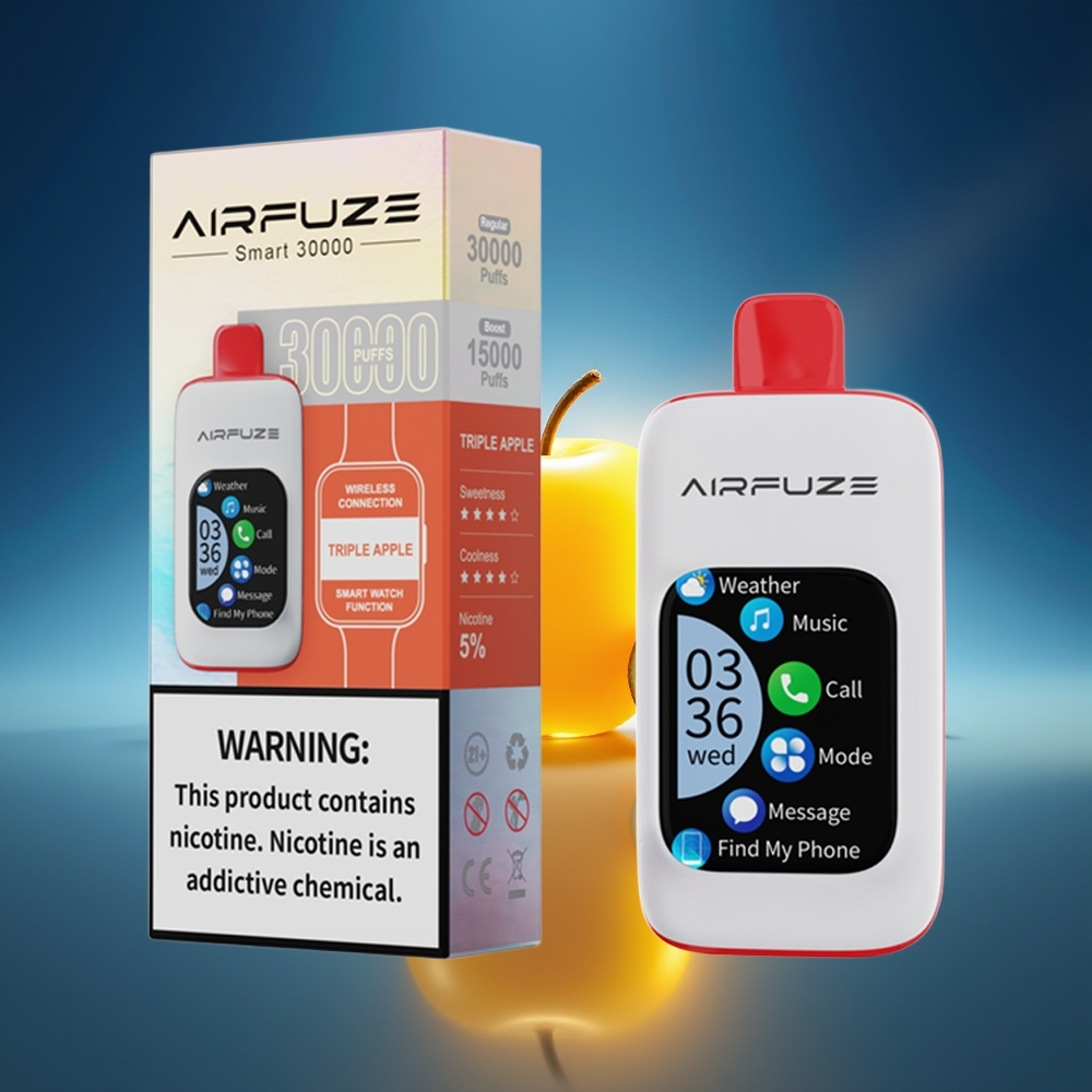 AirFuze Smart 30000 Puffs Triple Manzana con Pantalla Táctil y Tipo-C