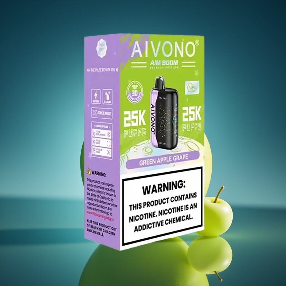 Aivono Aim Boom 25000 Bocados Manzana Verde Uva 650mAh 28ml