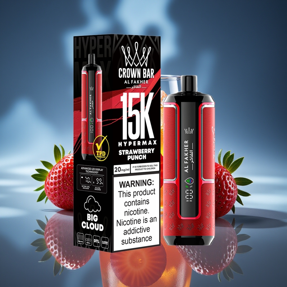 Al Fakher Crown Bar 15K Fresas Explosivas Hypermax Portátil