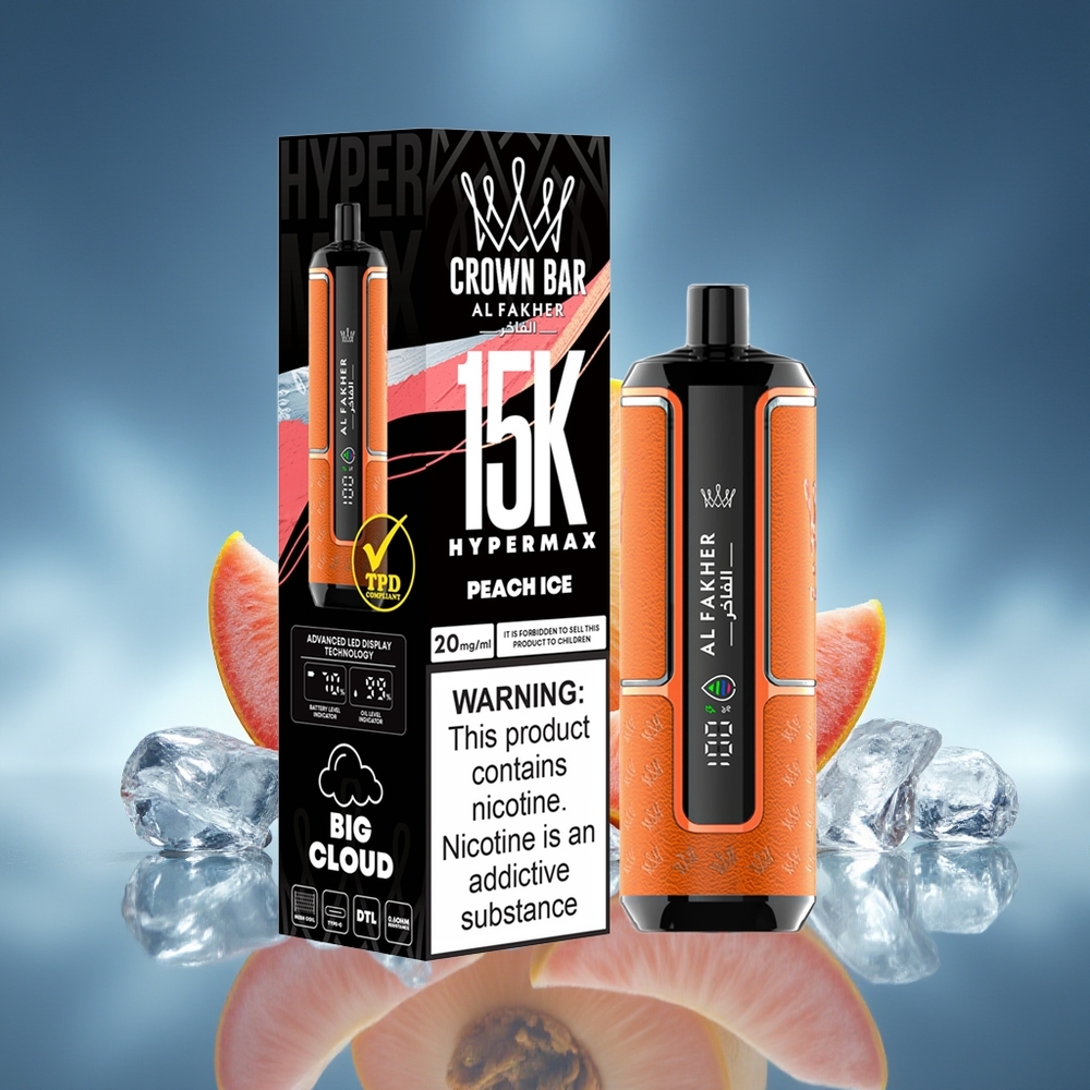 Al Fakher Crown Bar 15K Hipermax Desechable Melocotón Hielo 22ml 600mAh