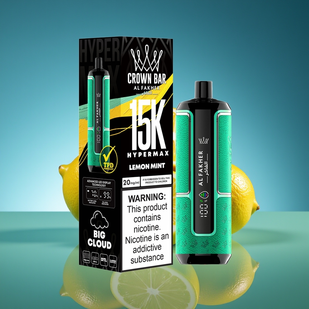 Al Fakher Crown Bar 15K Hipermax Desechable Vape Kit Limón Menta 22ml 600mAh