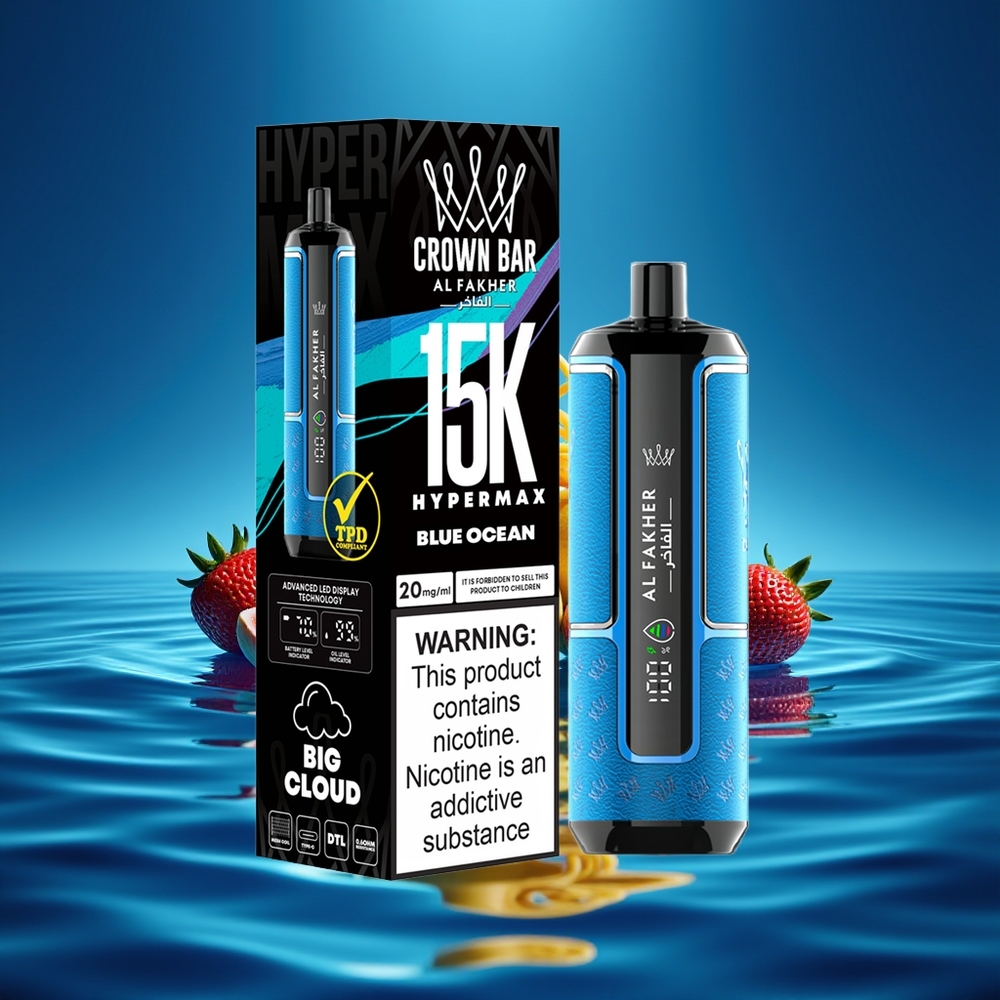 Al Fakher Crown Bar 15K Hipermax Desechable Vape Kit Océano Azul 22ml 600mAh
