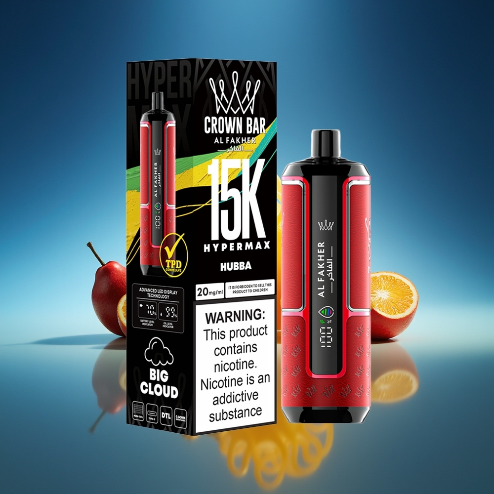 Al Fakher Crown Bar 15K Hipermax Vape Desechable Kit Hubba 22ml 600mAh