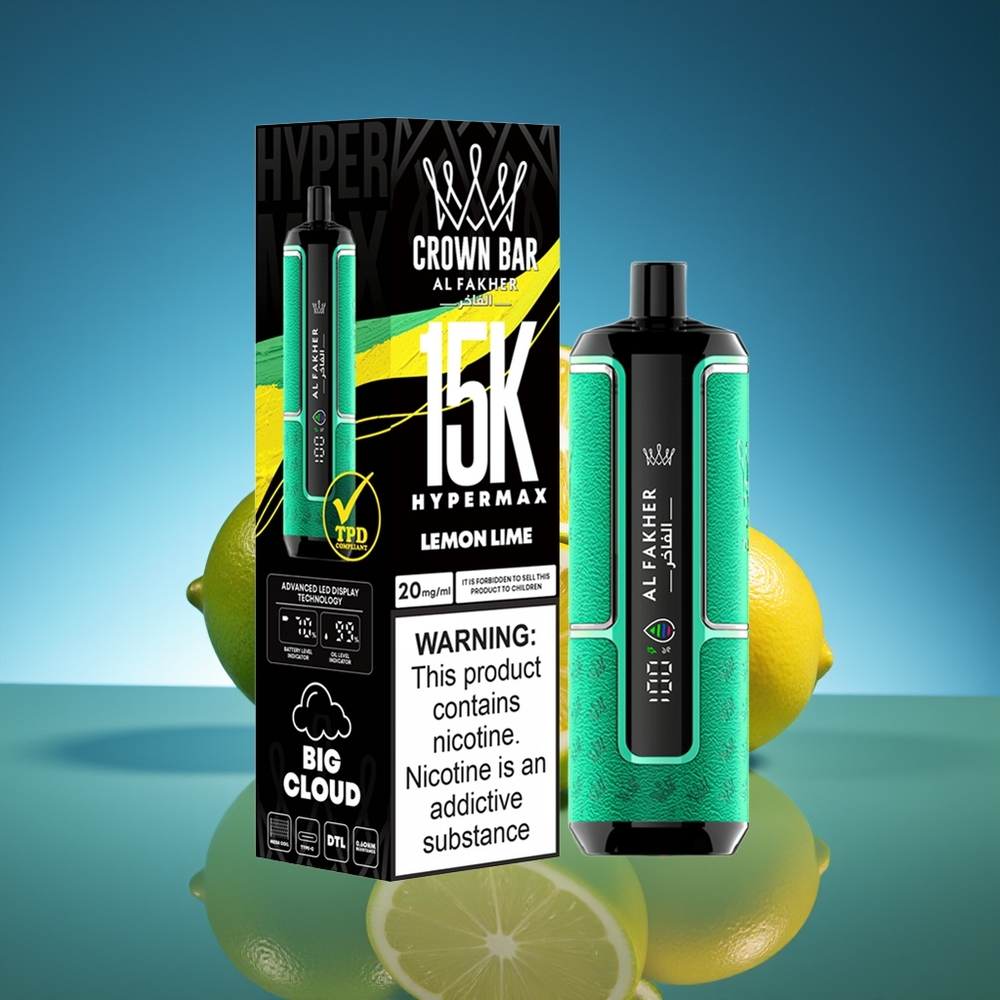 Al Fakher Crown Bar 15K Hipermax Vape Desechable Limón Lima 22ml 600mAh