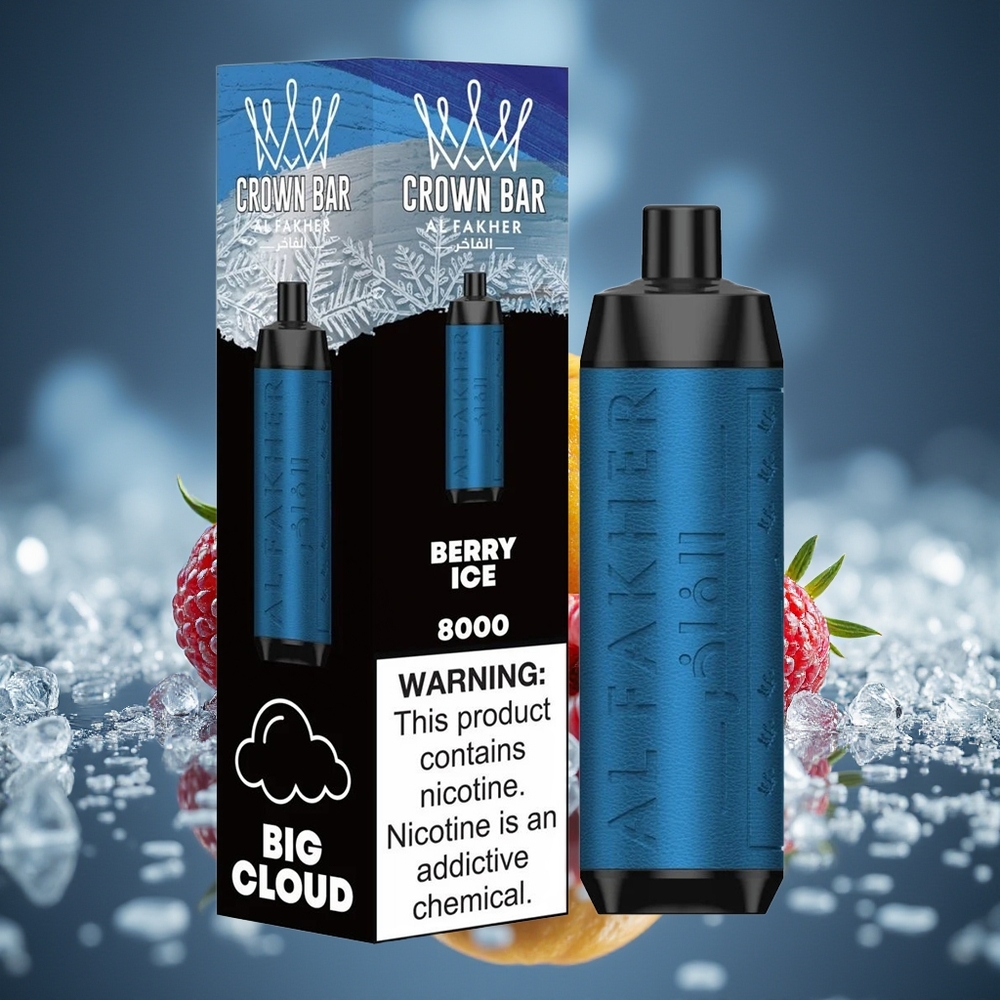 Al Fakher Crown Bar 8000 Cristal Vape Desechable Bayas Hielo 18ml 8000 Caladas