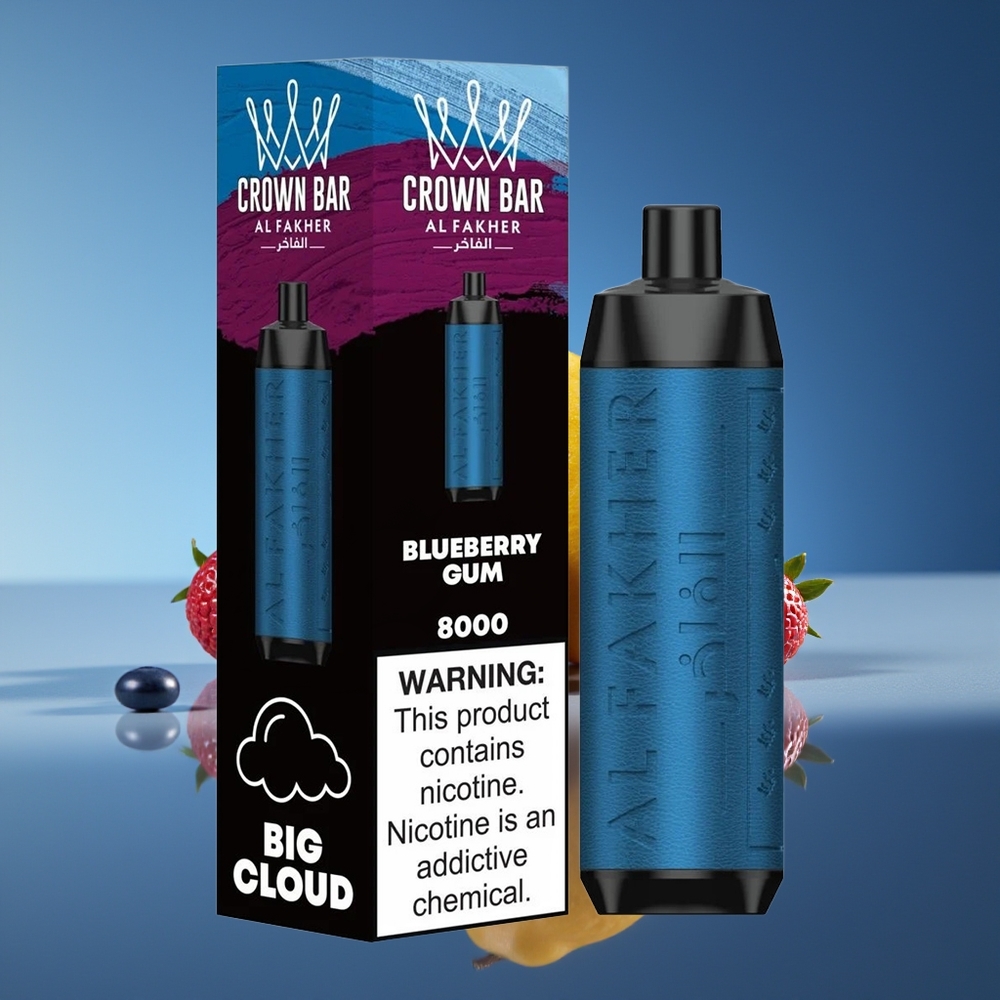 Al Fakher Crown Bar 8000 Cristal Vape Desechable Chicle de Arándano 18ml USB-C