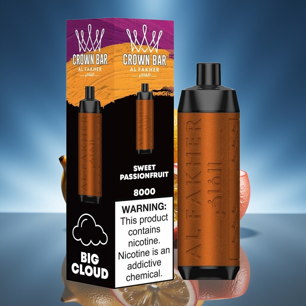 Al Fakher Crown Bar 8000 Cristal Vape Desechable Dulce Maracuyá 18ml 8000 Caladas