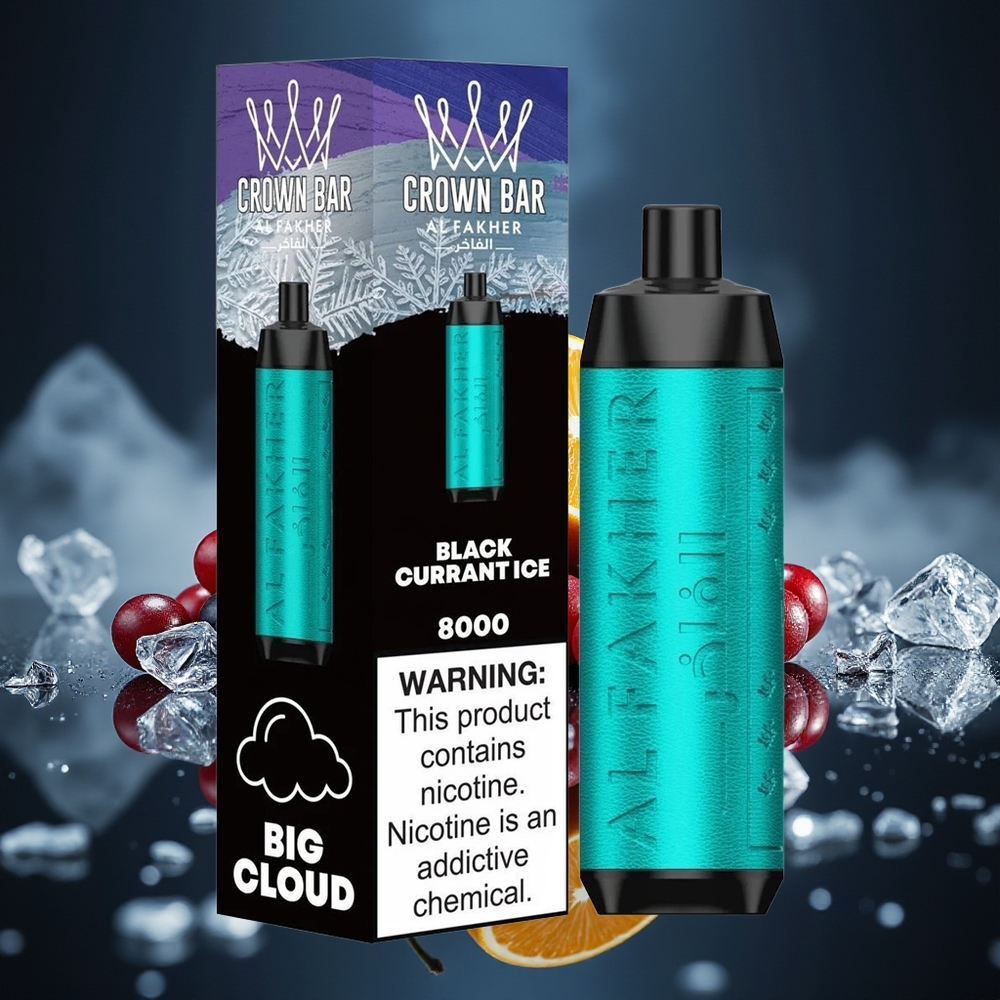 Al Fakher Crown Bar 8000 Cristal Vape Desechable Grosella Negra Hielo 18ml 8000 Caladas
