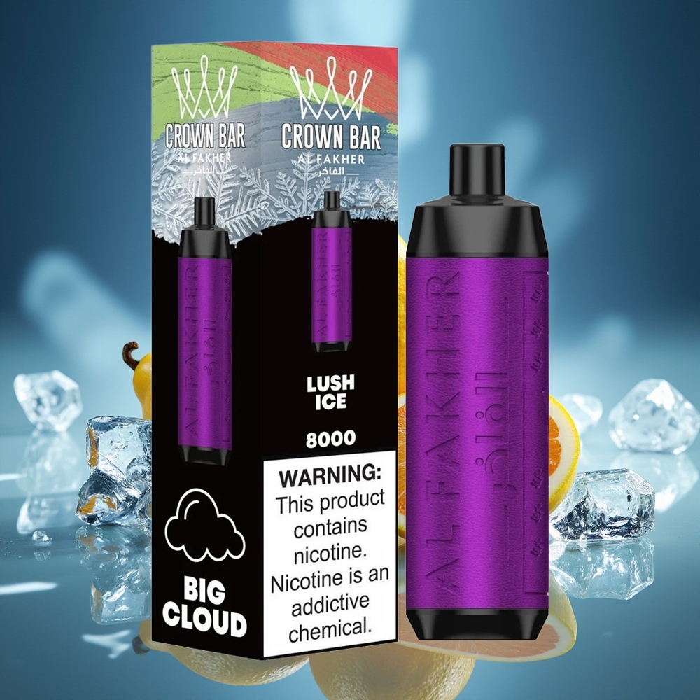Al Fakher Crown Bar 8000 Cristal Vape Desechable Hielo Lush 18ml USB-C