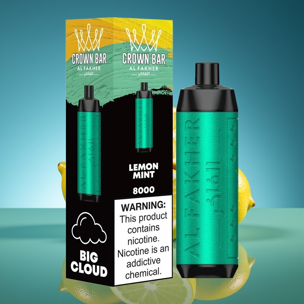 Al Fakher Crown Bar 8000 Cristal Vape Desechable Limón Menta 18ml 5mg