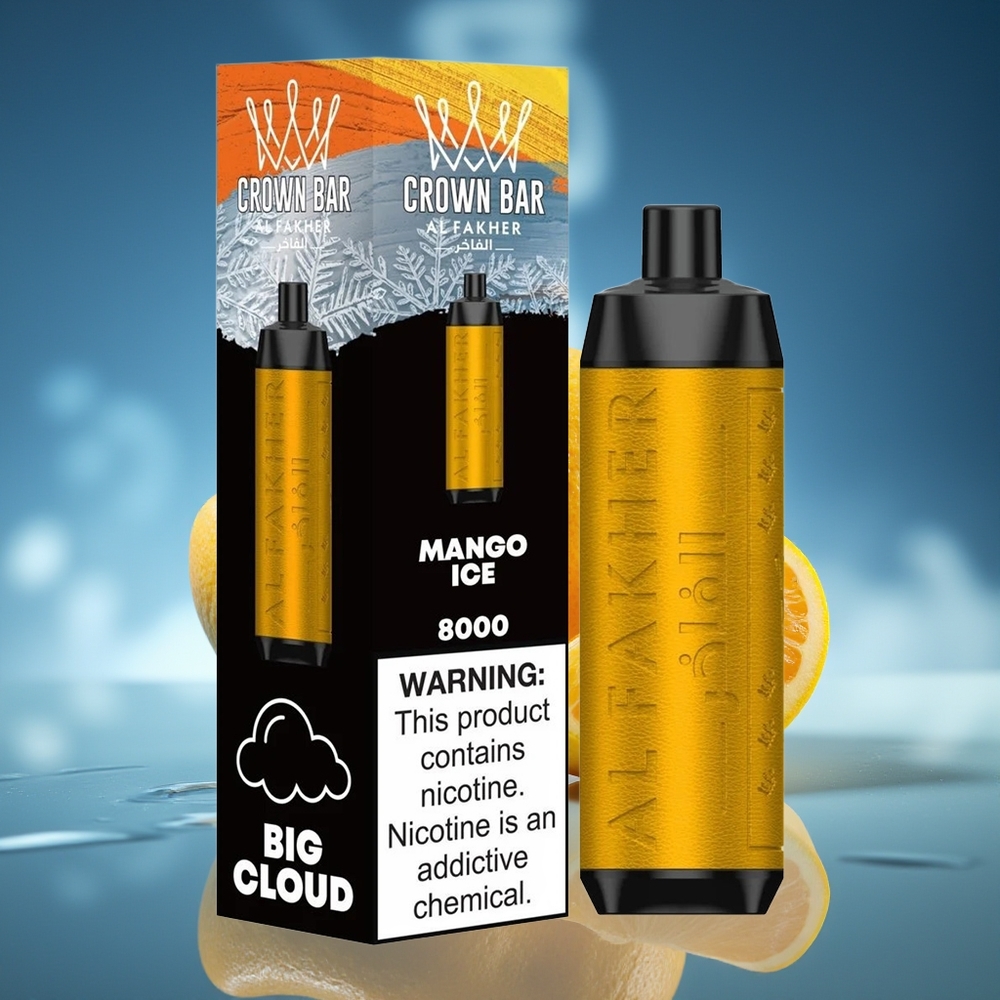 Al Fakher Crown Bar 8000 Cristal Vape Desechable Mango Hielo 18ml USB-C