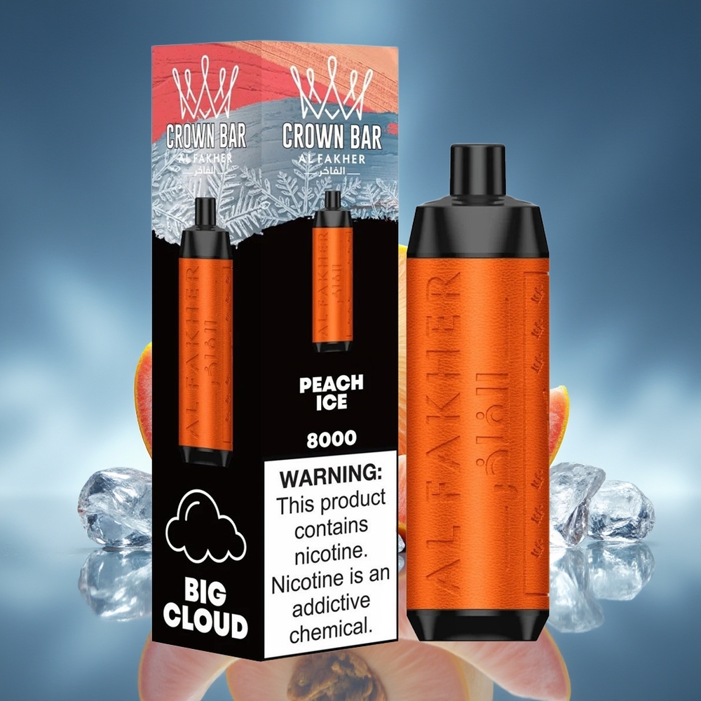 Al Fakher Crown Bar 8000 Cristal Vape Desechable Melocotón Hielo 18ml 5mg