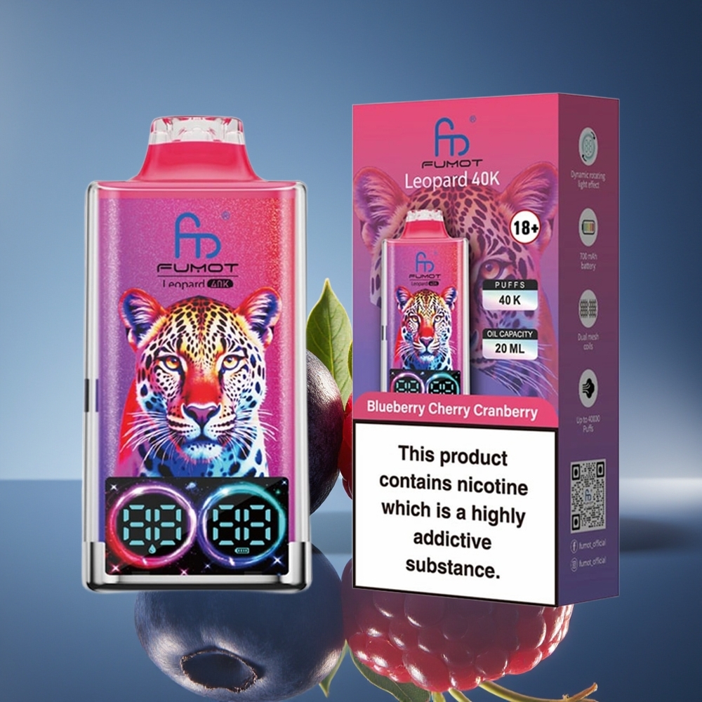 Fumot Leopardo 40K Puffs Vape Desechable Arándano Cereza Azul 5% Nicotina Tipo-C