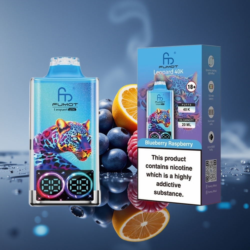 Fumot Leopardo 40K Puffs Vape Desechable Arándano Frambuesa 5% Nicotina Tipo-C