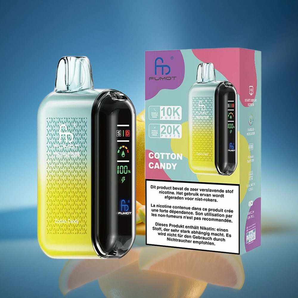 Fumot Tornado 20000 Puffs Algodón de Azúcar Dual Mesh Coil Pantalla Inteligente