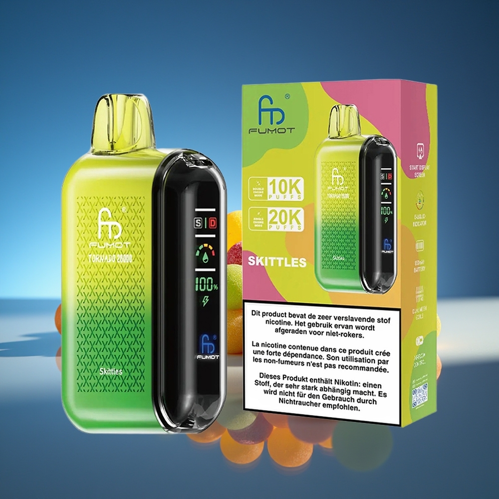 Fumot Tornado 20000 Puffs Arcoíris Batería Recargable Pantalla Inteligente