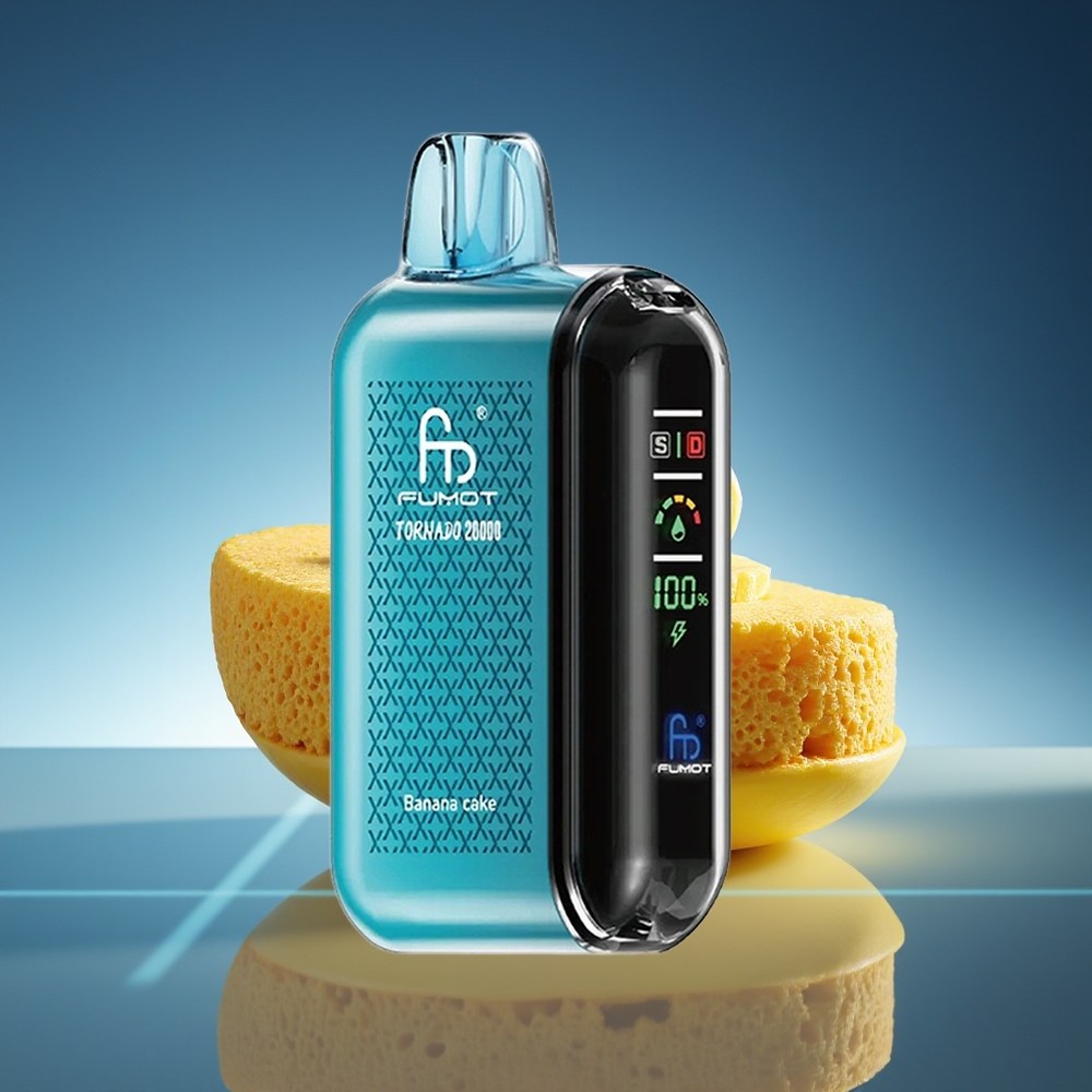 Fumot Tornado 20000 Puffs Banana Cake Dual Mesh Coil Pantalla Inteligente