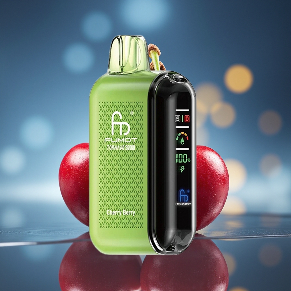 Fumot Tornado 20000 Puffs Cereza Baya Dual Mesh Smart Display