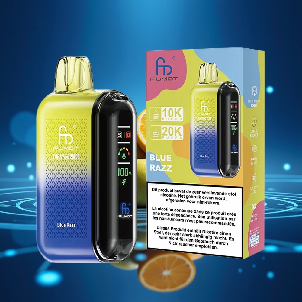 Fumot Tornado 20000 Puffs Dual Mesh Azul Frambuesa Smart Display
