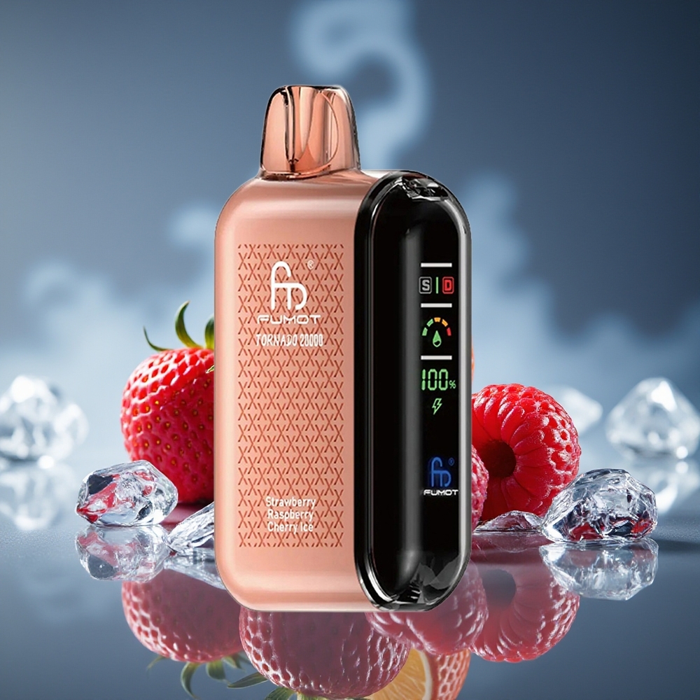 Fumot Tornado 20000 Puffs Fresa Frambuesa Cereza Hielo Dual Mesh Coil Smart Display