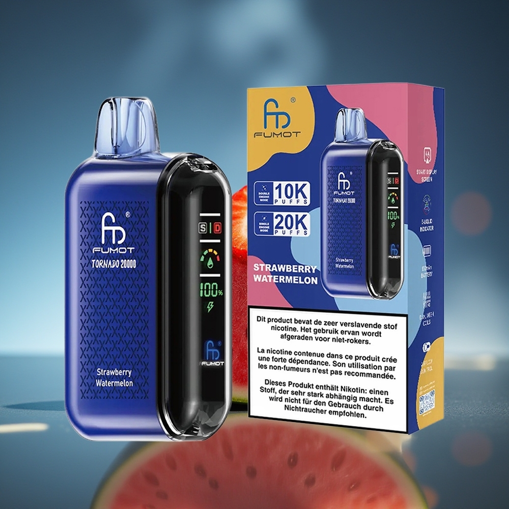 Fumot Tornado 20000 Puffs Fresa Sandía Dual Mesh Coil Smart Display