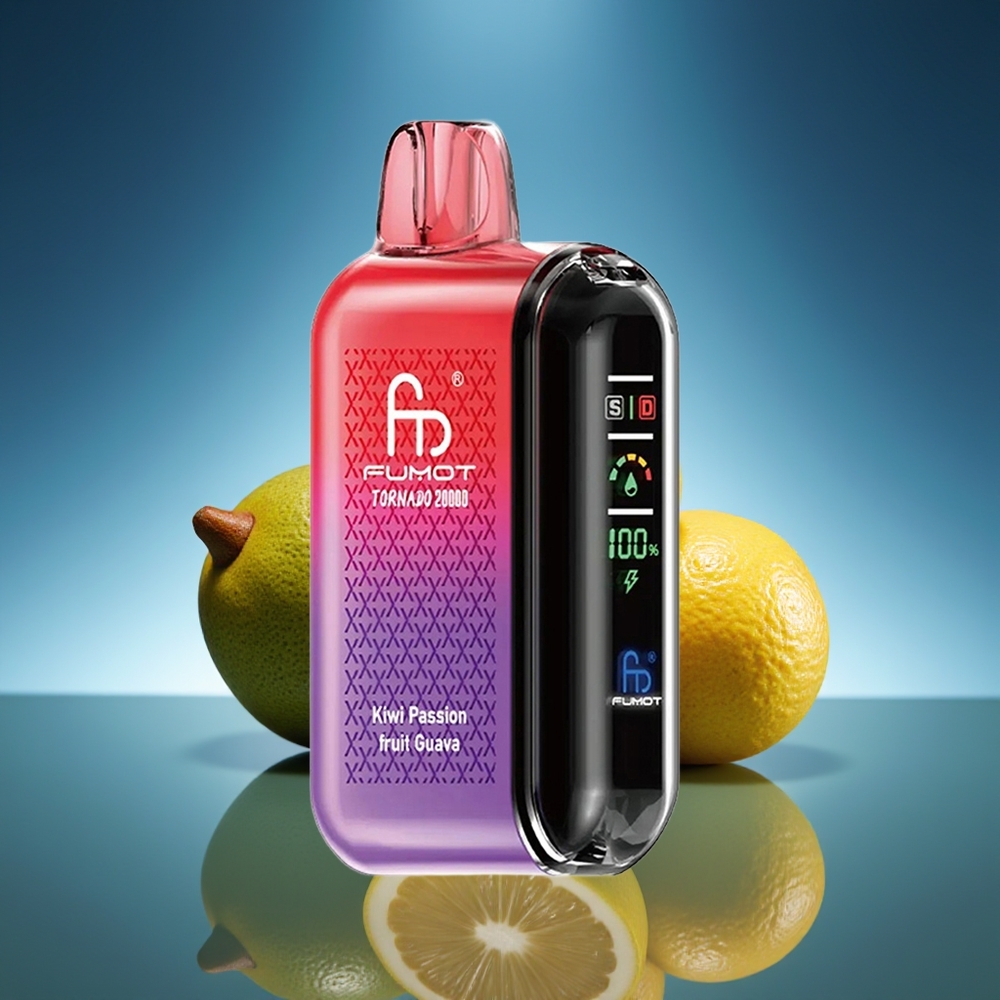 Fumot Tornado 20000 Puffs Kiwi Maracuyá Guayaba Dual Mesh Coil Smart Display