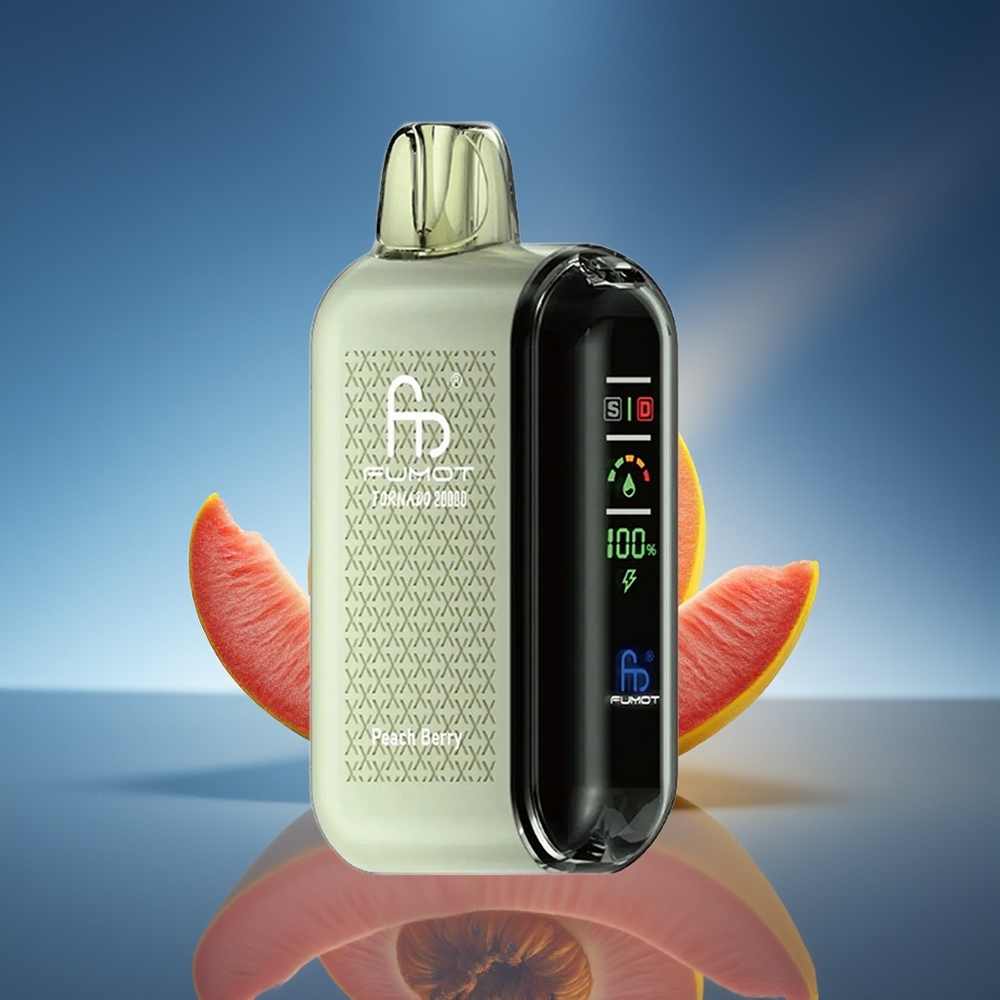 Fumot Tornado 20000 Puffs Melocotón Baya Dual Mesh Coil Smart Display