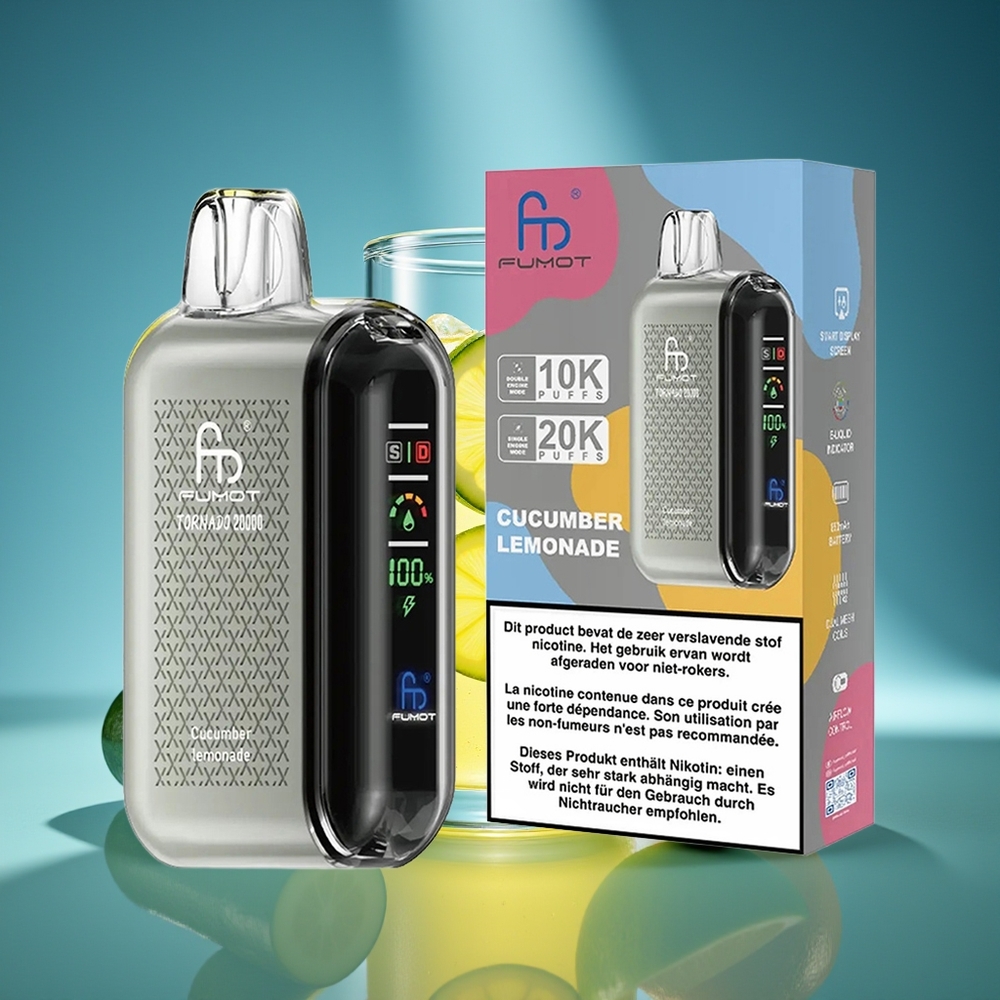 Fumot Tornado 20000 Puffs Pepino Limonada Dual Mesh Coil Smart Display