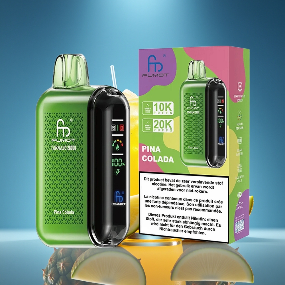 Fumot Tornado 20000 Puffs Piña Colada Dual Mesh Smart Display