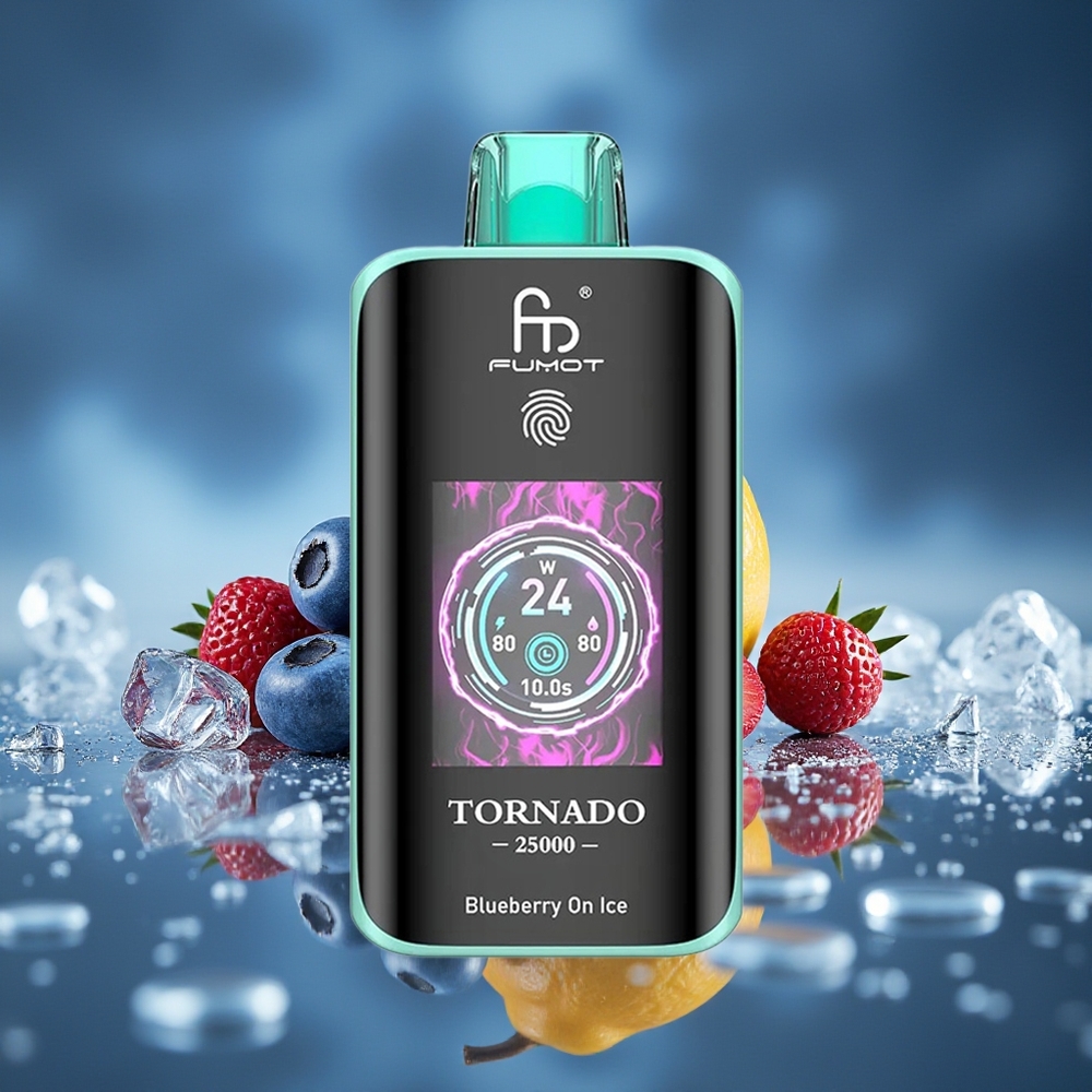 Fumot Tornado 25000 Puffs Arándano En Hielo Pantalla HD Batería Recargable
