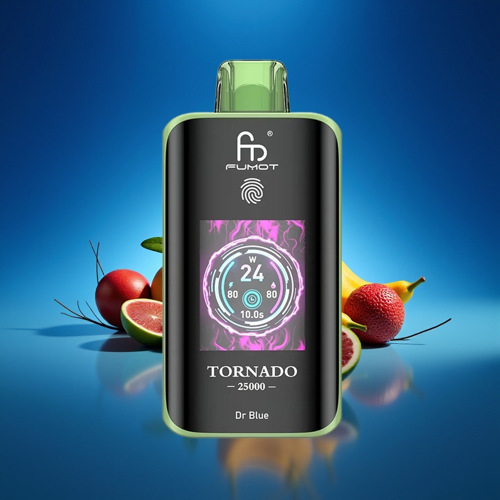 Fumot Tornado 25000 Puffs Dr Azul Pantalla HD Batería Recargable