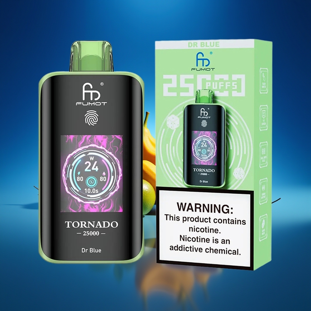 Fumot Tornado 25000 Puffs Dr Azul Pantalla HD Batería Recargable