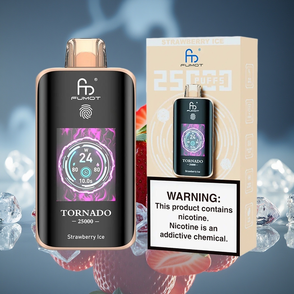 Fumot Tornado 25000 Puffs Fresa Helada Pantalla HD Batería Recargable 700mAh