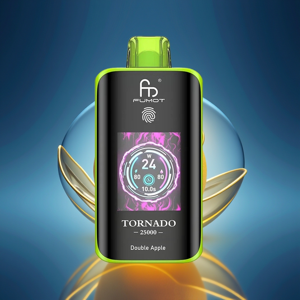 Fumot Tornado 25000 Puffs Manzana Doble Pantalla HD Batería Recargable 700mAh