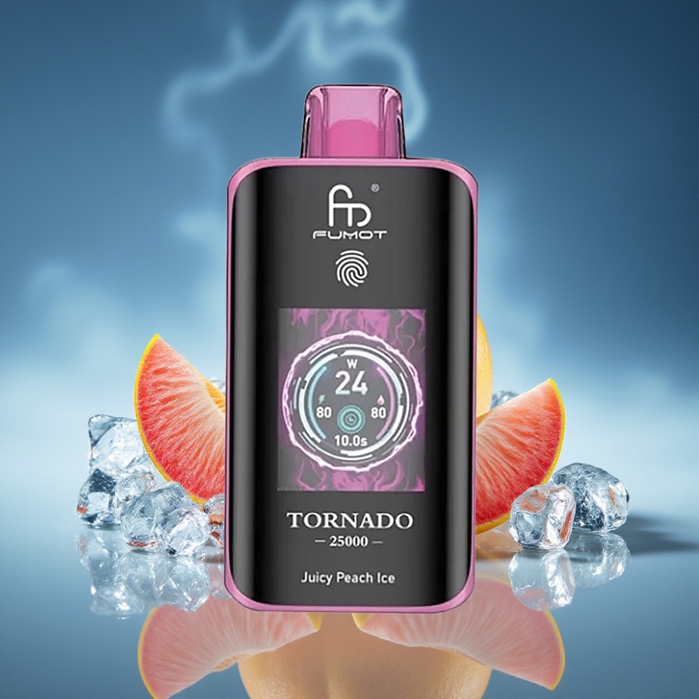 Fumot Tornado 25000 Puffs Melocotón Jugoso Helado Pantalla HD Batería Recargable 700mAh