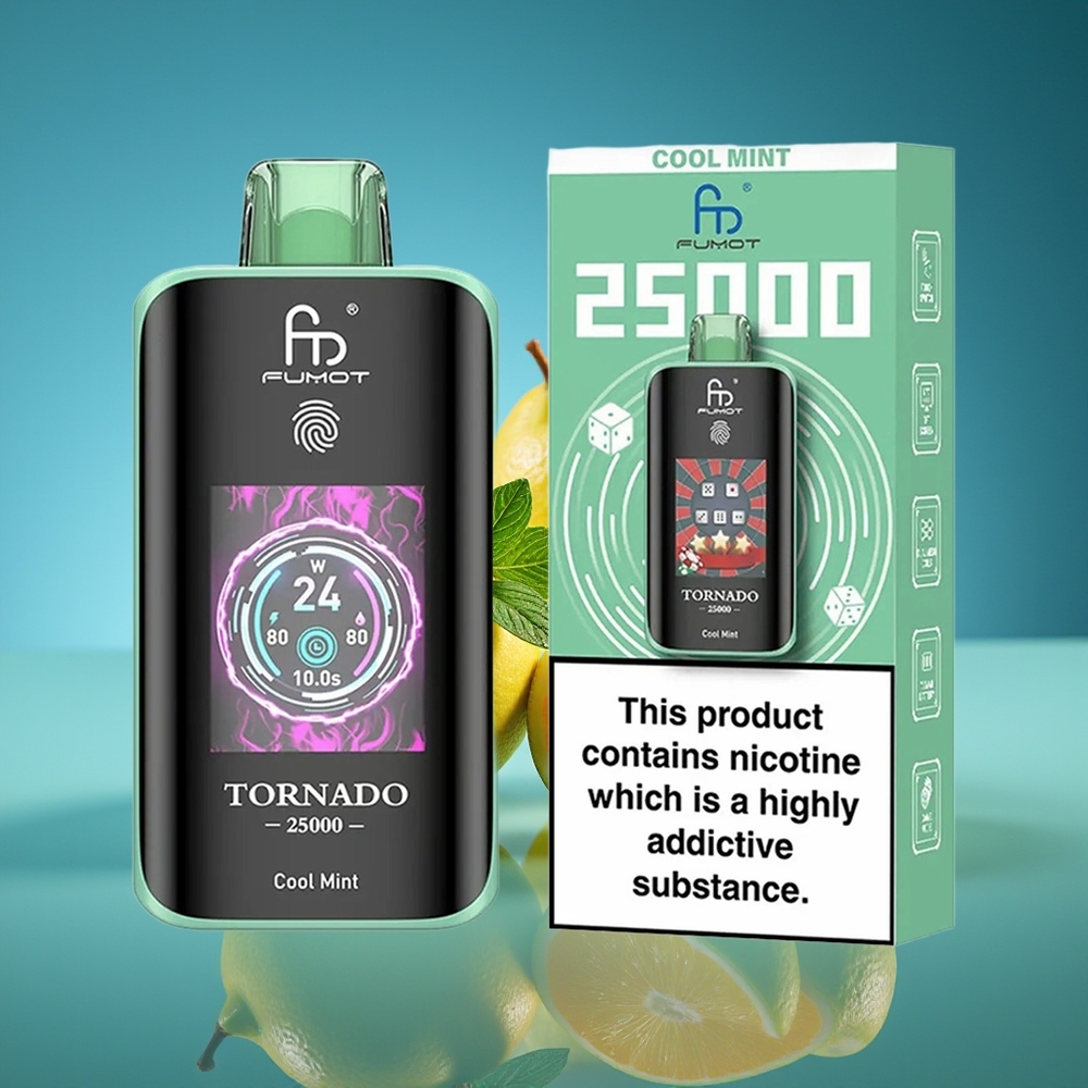 Fumot Tornado 25000 Puffs Menta Refrescante Pantalla HD Batería Recargable
