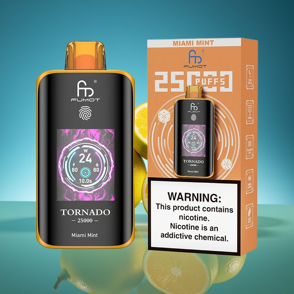 Fumot Tornado 25000 Puffs Menta de Miami Pantalla HD Batería Recargable 700mAh