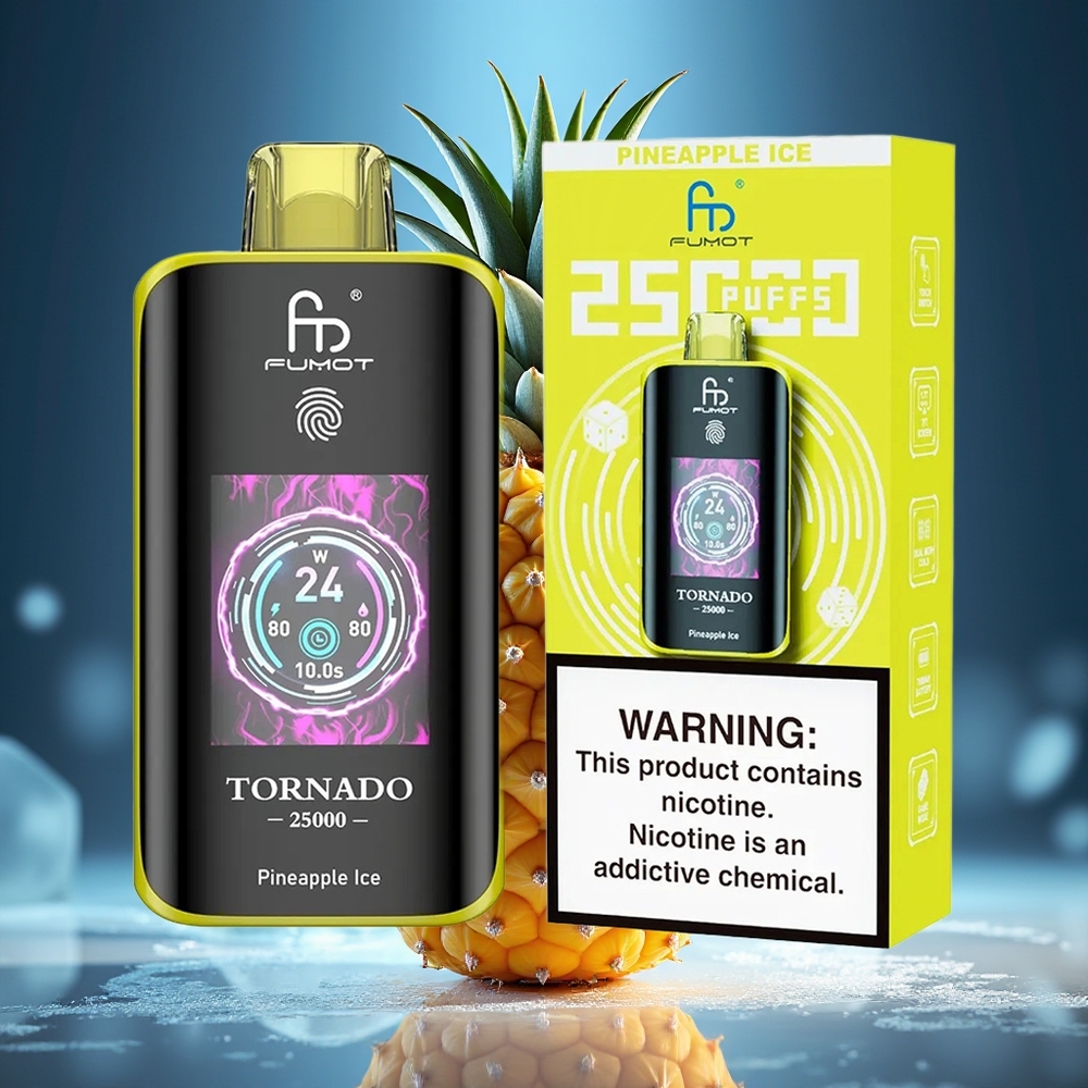 Fumot Tornado 25000 Puffs Piña Helada Pantalla HD Batería Recargable