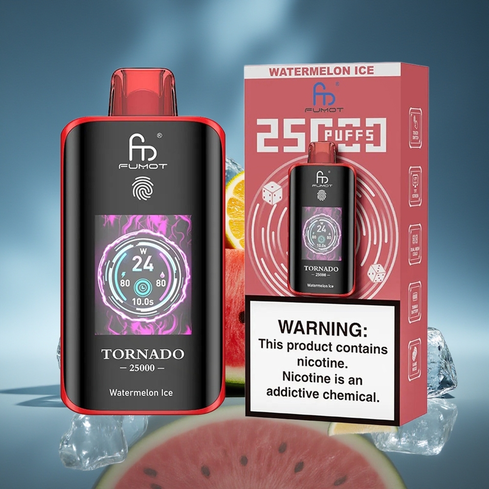 Fumot Tornado 25000 Puffs Sandía Hielo Pantalla HD Batería Recargable 700mAh
