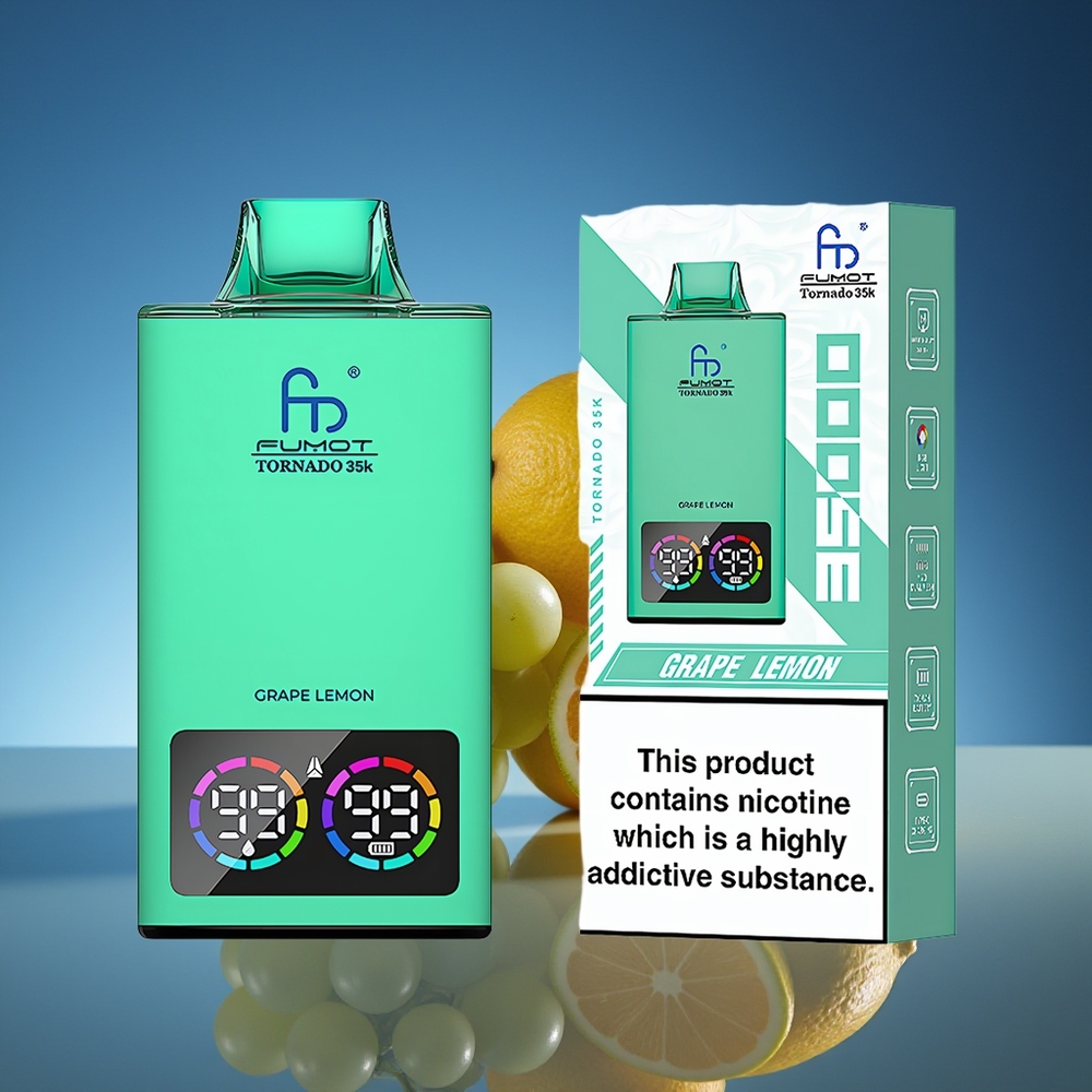 Fumot Tornado 35000 Disposable Vape Uva Limón con Dual Mesh Coil y 15ml E-juice