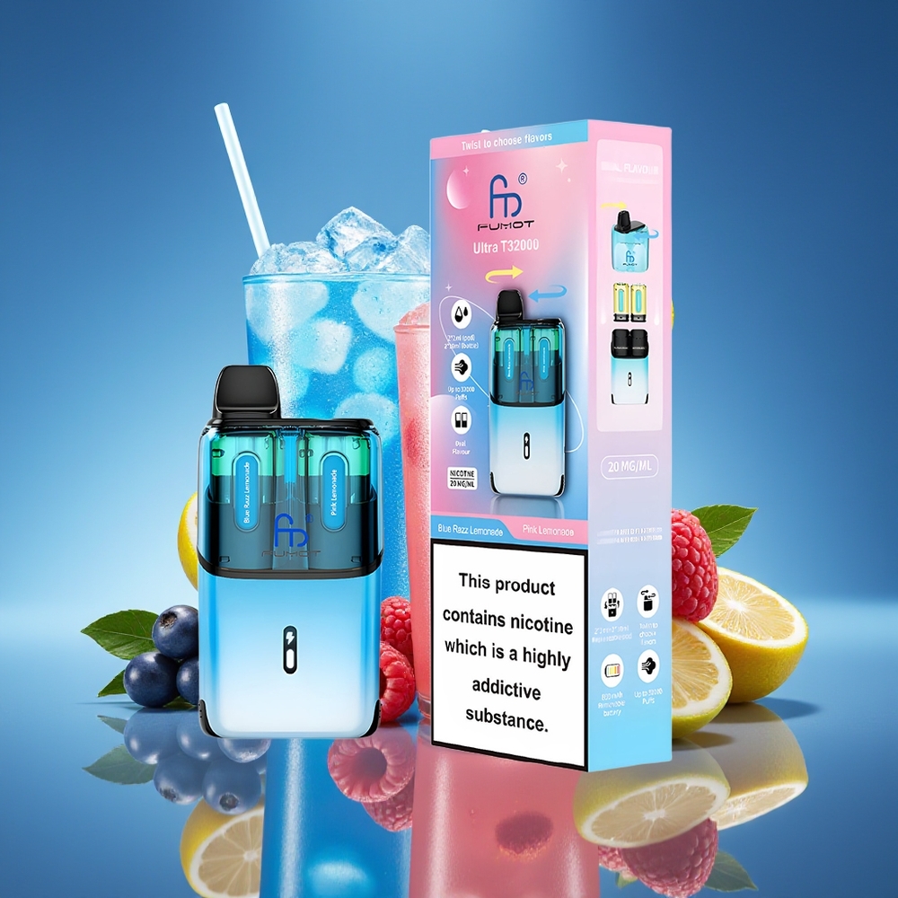 Fumot Ultra T32000 32000 Bocadillos Limonada Azul Frambuesa - Limonada Rosa Carga Rápida Tipo-C
