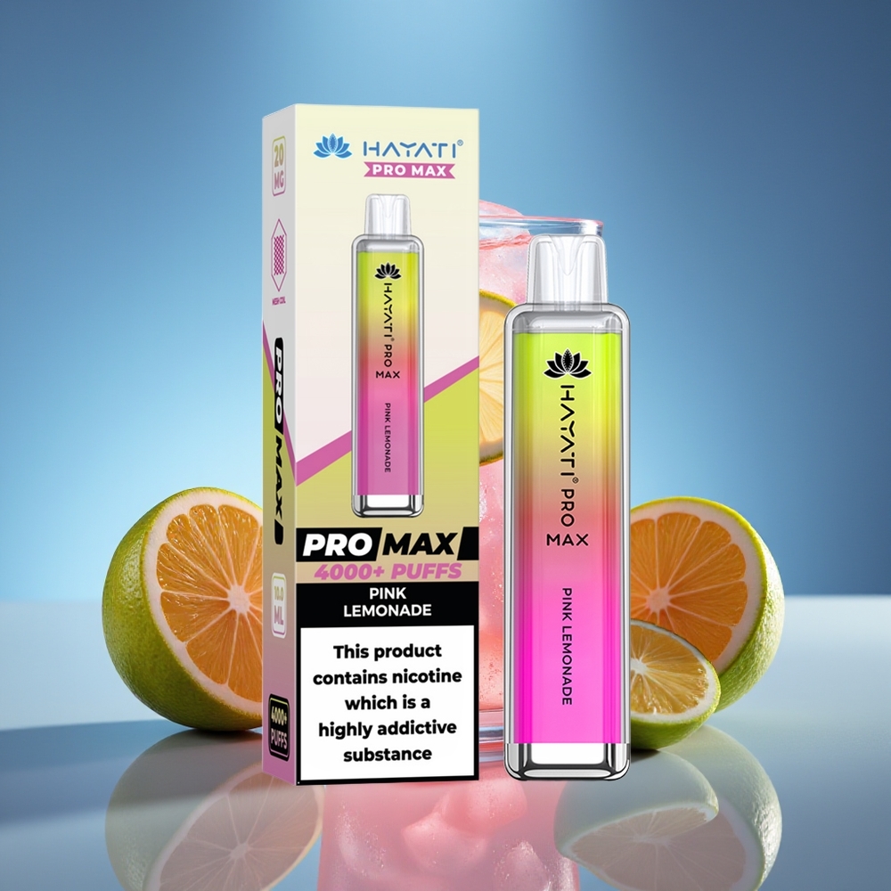 Hayati Pro Max 4000 Puffs 2% 5% Nicotina Limonada Rosa Recargable