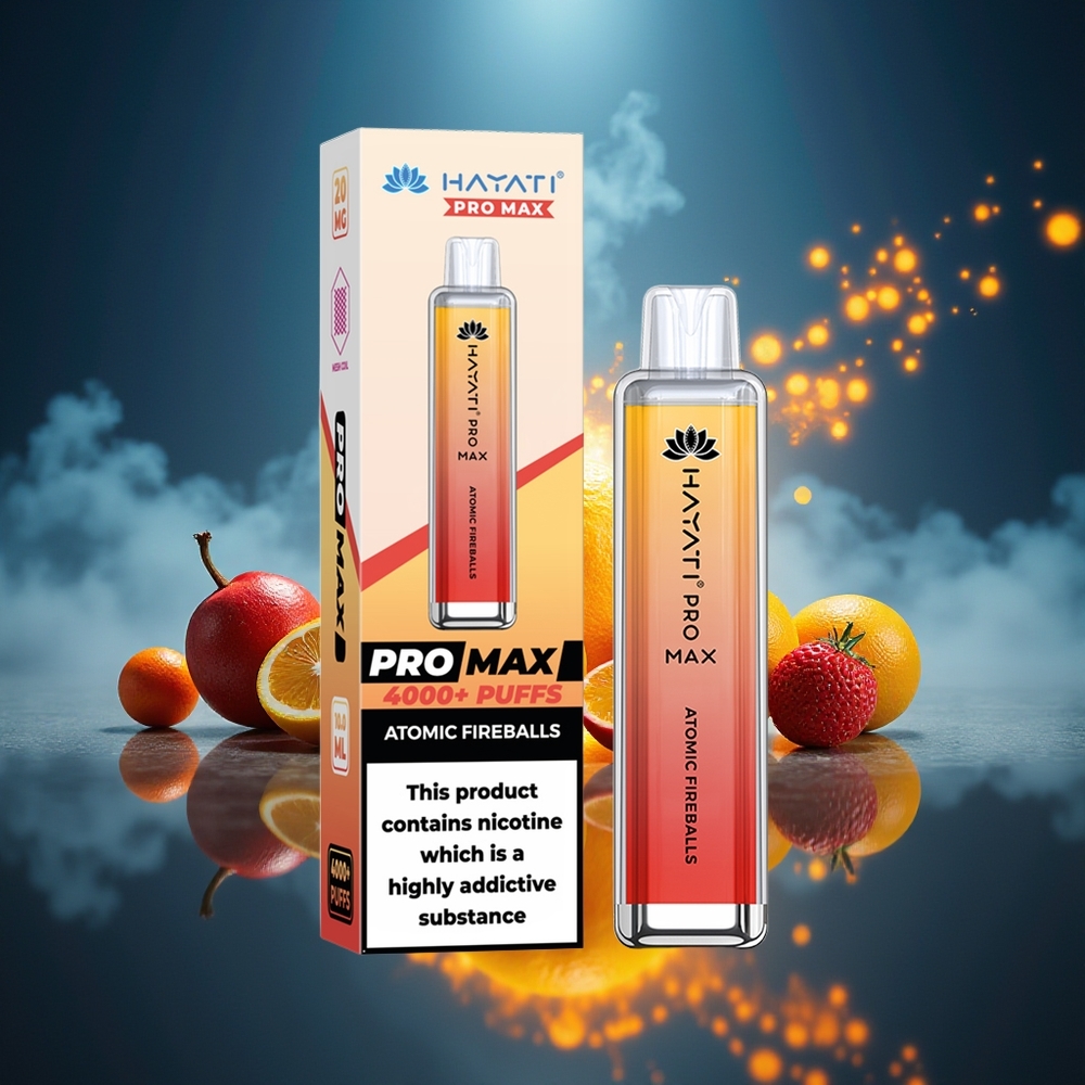 Hayati Pro Max 4000 Puffs Bolitas de Fuego Atómicas 2ml Recargable