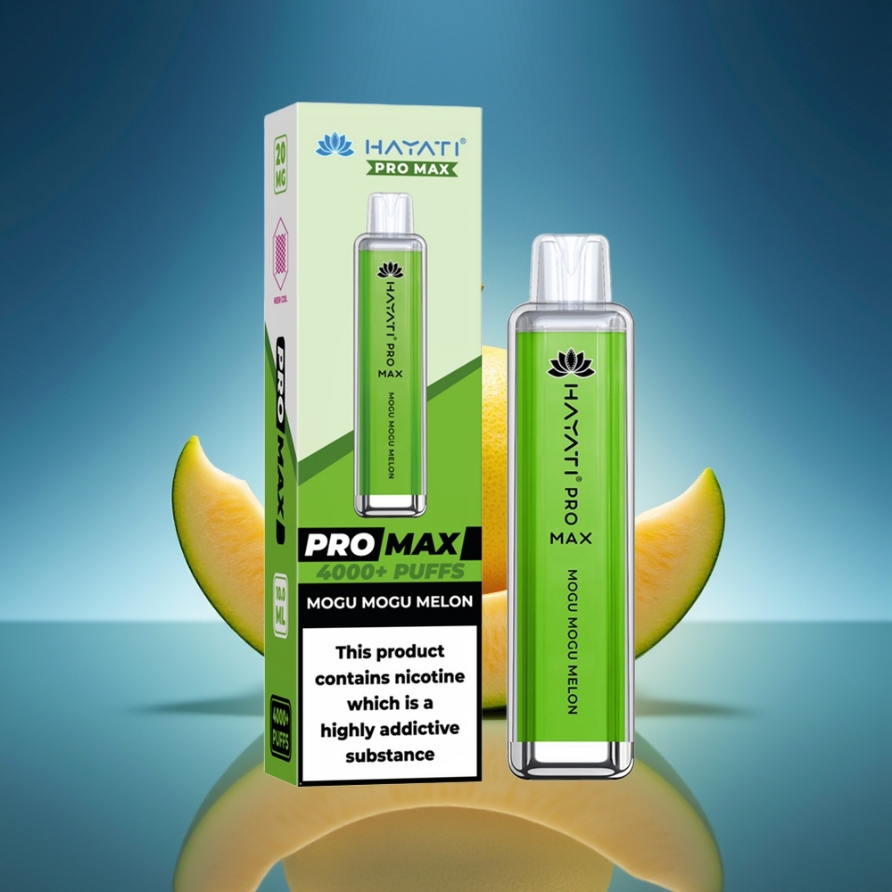 Hayati Pro Max 4000 Puffs Mogu Mogu Melón 5% Nicotina Batería Recargable