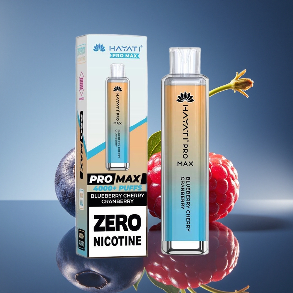 Hayati Pro Max 4000 Puffs Vape Desechable Arándano Cereza Batería Recargable Dual 1.1 Ohm Mesh Coil