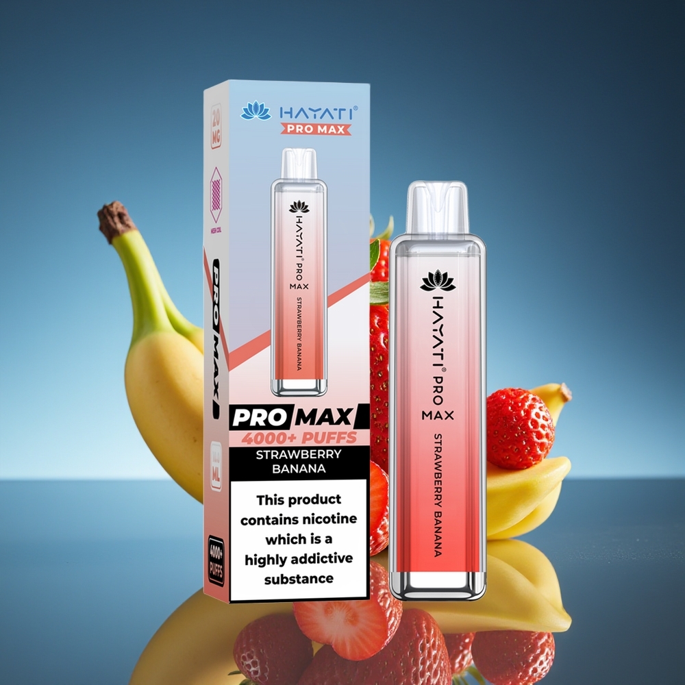 Hayati Pro Max 4000 Puffs Vape Desechable Fresa Plátano 2% Nicotina Recargable