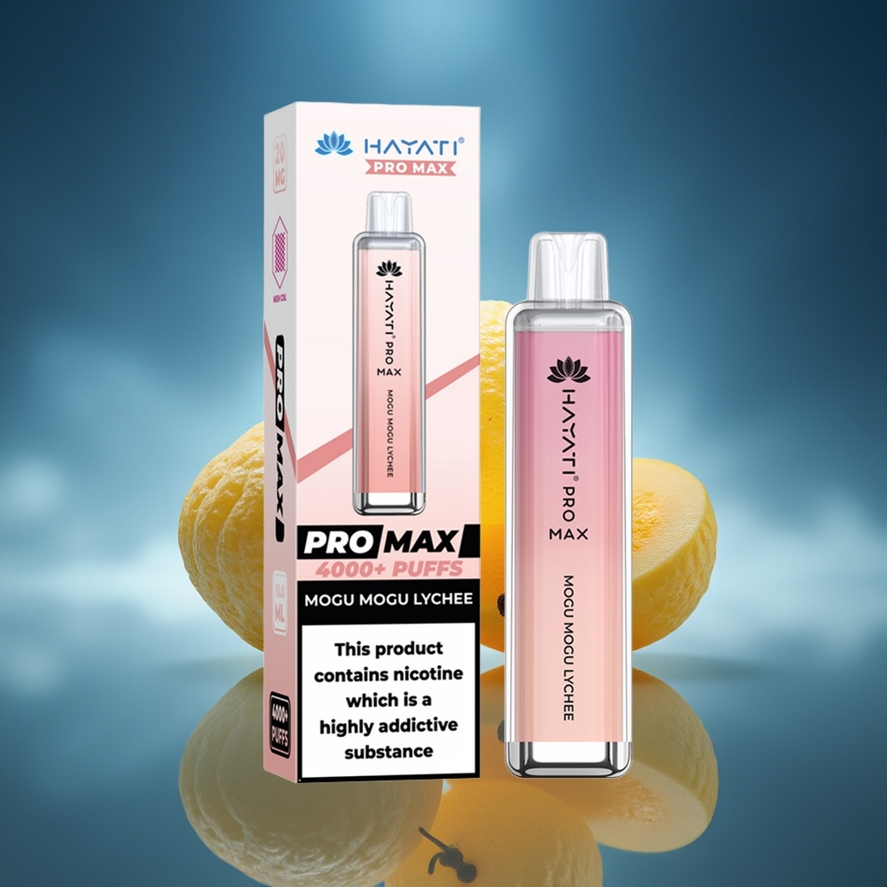 Hayati Pro Max 4000 Puffs Vape Desechable Mogu Mogu Lichi 5% Nicotina Batería Recargable