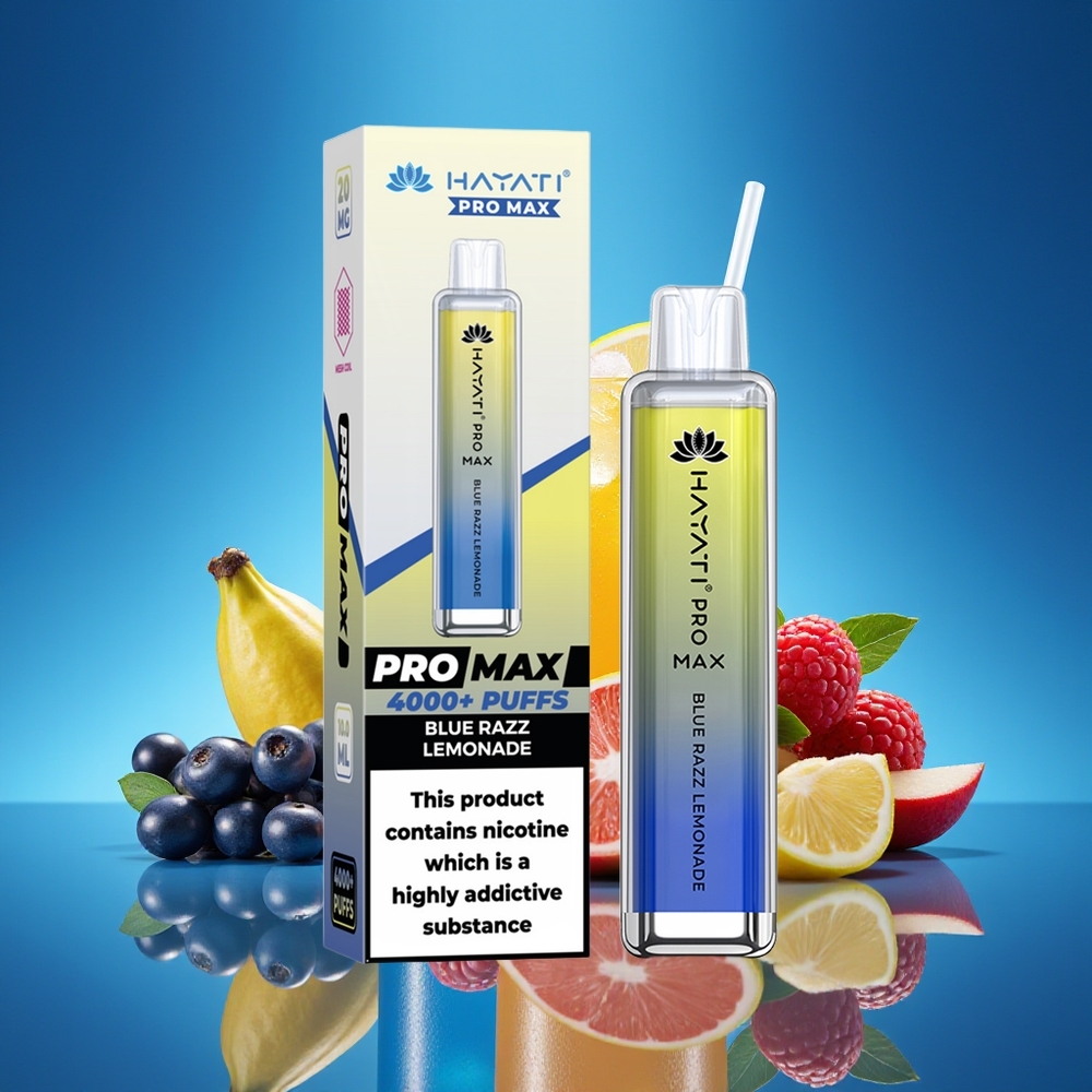 Hayati Pro Max 4000 Puffs Vape Disposable Azul Frambuesa Limonada 2% Nicotina 1400mAh